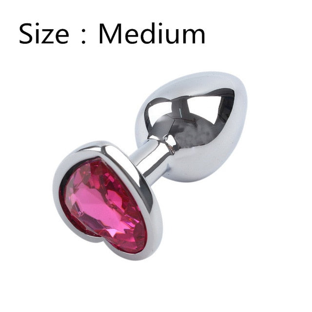 Heart shaped metal anal plug Sex Toys Stainless Smooth Steel Butt Plug Tail Crystal Jewelry Trainer For Women/Man Anal Dildo - Pleasure Bar