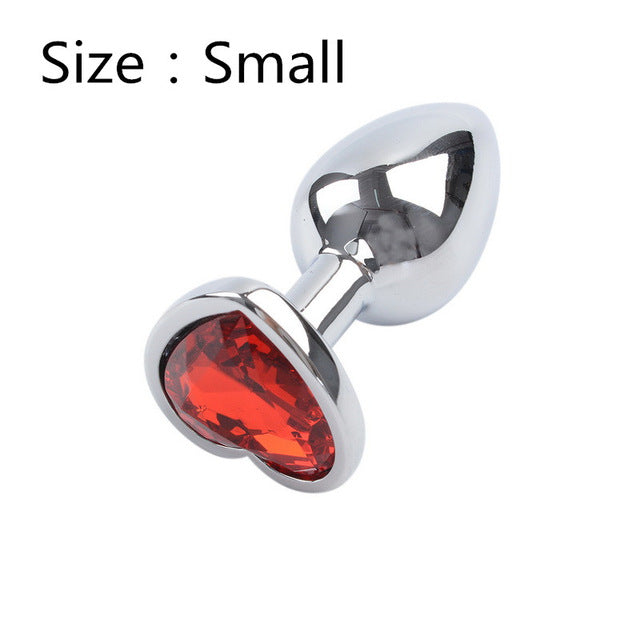 Heart shaped metal anal plug Sex Toys Stainless Smooth Steel Butt Plug Tail Crystal Jewelry Trainer For Women/Man Anal Dildo - Pleasure Bar