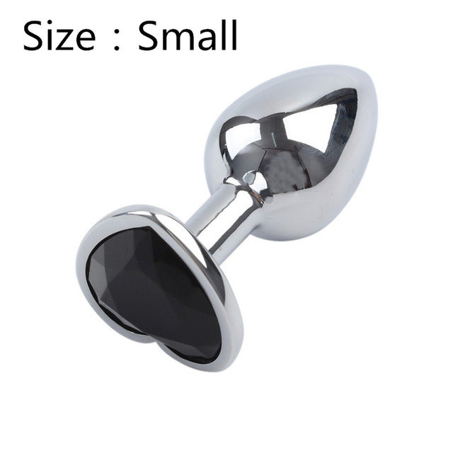 Heart shaped metal anal plug Sex Toys Stainless Smooth Steel Butt Plug Tail Crystal Jewelry Trainer For Women/Man Anal Dildo - Pleasure Bar