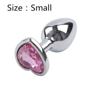 Heart shaped metal anal plug Sex Toys Stainless Smooth Steel Butt Plug Tail Crystal Jewelry Trainer For Women/Man Anal Dildo - Pleasure Bar