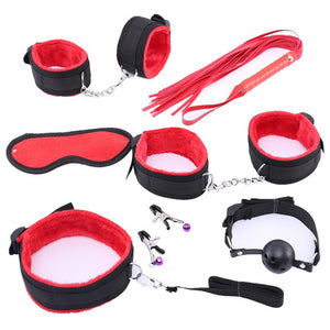 10 Pcs/set Sex Products Erotic Toys for Adults BDSM Sex Bondage Set Handcuffs Nipple Clamps Gag Whip Rope Sex Toys For Couples - Pleasure Bar