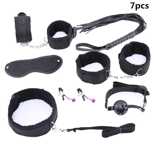 Erotic Sex Toys For Adult Game Leather Erotic BDSM Sex Kits Bondage Handcuffs Sex Game Whip Gag Nipple Clamps  SM Bdsm Toys - Pleasure Bar