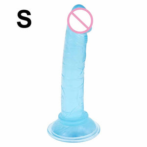 Realistic Dildos Jelly Dong Sex Toys for Women Flexible Cock with Curved Shaft Crystal Dildo Vaginal G-spot Massage for Beginner - Pleasure Bar