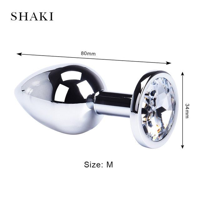 Anal Plug Sex Toys Stainless Smooth Steel Butt Plug Tail Crystal Jewelry Trainer For Women/Man Anal Dildo SHAKI Adults Sex Shop - Pleasure Bar