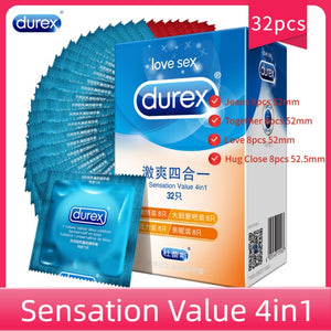 Durex 32Pcs/Pack Sensation Value 4in1 Ultra Thin Sexy Lubricated Condoms Sex Toys Condom for men Vanilla Flavor - Pleasure Bar