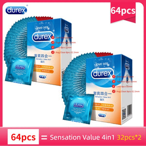 Durex 32Pcs/Pack Sensation Value 4in1 Ultra Thin Sexy Lubricated Condoms Sex Toys Condom for men Vanilla Flavor - Pleasure Bar