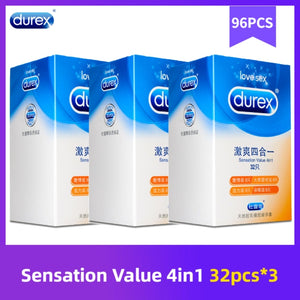 Durex 32Pcs/Pack Sensation Value 4in1 Ultra Thin Sexy Lubricated Condoms Sex Toys Condom for men Vanilla Flavor - Pleasure Bar