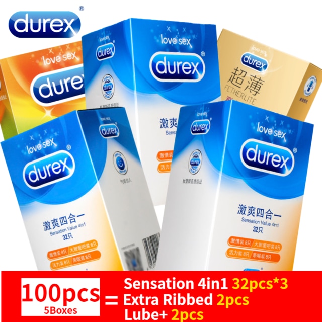 Durex 32Pcs/Pack Sensation Value 4in1 Ultra Thin Sexy Lubricated Condoms Sex Toys Condom for men Vanilla Flavor - Pleasure Bar