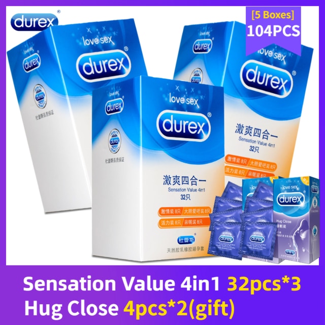 Durex 32Pcs/Pack Sensation Value 4in1 Ultra Thin Sexy Lubricated Condoms Sex Toys Condom for men Vanilla Flavor - Pleasure Bar