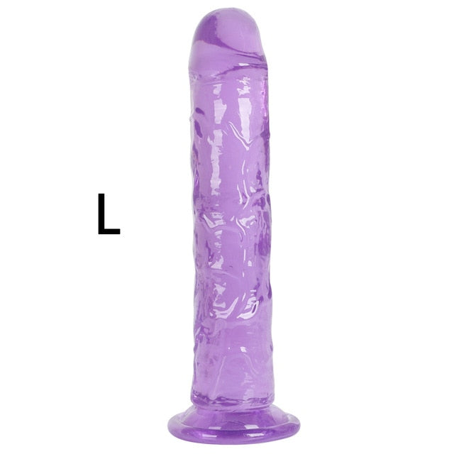 Erotic Soft Jelly Dildo Anal Butt Plug Realistic Penis Strong Suction Cup Dick Toy for Adult G-spot Orgasm Sex Toys for Woman - Pleasure Bar