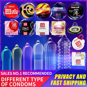 Elasun Condoms Plus Size Penis Different Varieties Large Spikes Fire Ice Condom Full Oil Smooth Lubricated Condom Hot Sale - Pleasure Bar