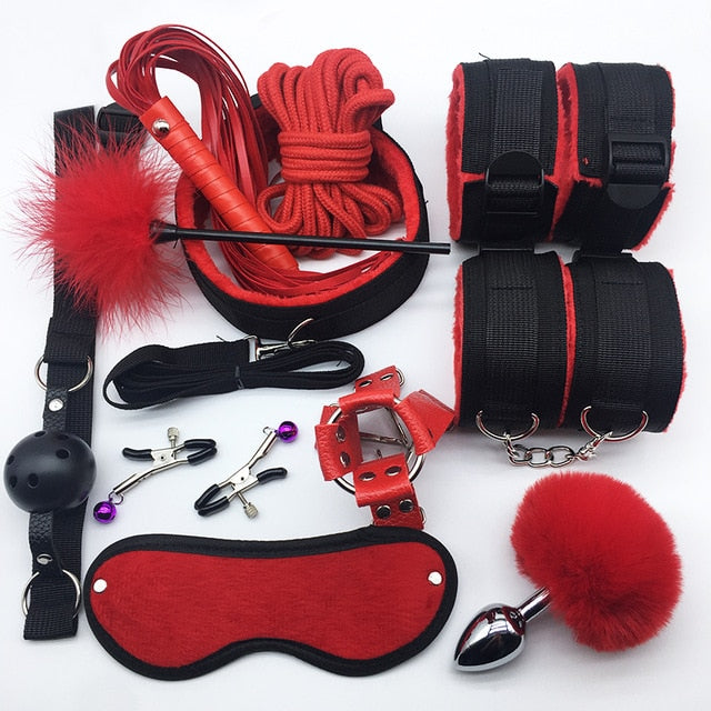 SMLOVE Sex Handcuffs Collar Whip Gag Nipple Clamps BDSM Bondage Rope Erotic Adult Sex Toys For Woman Couples Anal Butt Plug Tail - Pleasure Bar