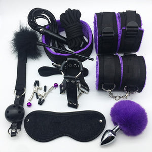 SMLOVE Sex Handcuffs Collar Whip Gag Nipple Clamps BDSM Bondage Rope Erotic Adult Sex Toys For Woman Couples Anal Butt Plug Tail - Pleasure Bar