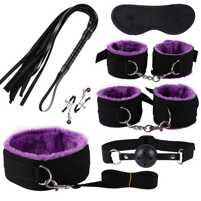 SMLOVE Sex Handcuffs Collar Whip Gag Nipple Clamps BDSM Bondage Rope Erotic Adult Sex Toys For Woman Couples Anal Butt Plug Tail - Pleasure Bar