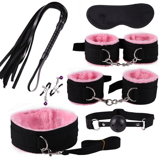 SMLOVE Sex Handcuffs Collar Whip Gag Nipple Clamps BDSM Bondage Rope Erotic Adult Sex Toys For Woman Couples Anal Butt Plug Tail - Pleasure Bar