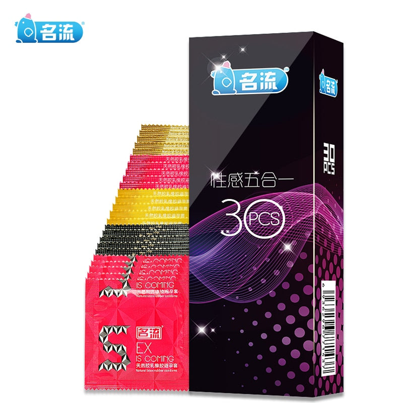 Mingliu 30pcs 5 Types Ultra Thin Condoms Sexy Latex Dots Pleasure Natural Rubber Condones Male Contraception Penis Sleeve - Pleasure Bar